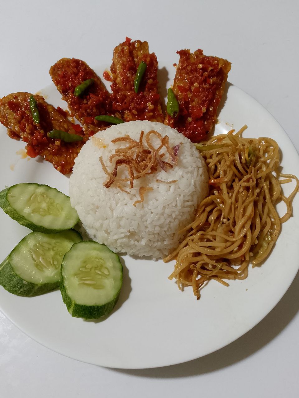 Nasi Sayur Tempe sambel mercon